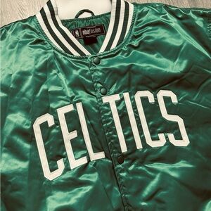 NBA Celtics Boston Green Bomber Varsity Jacket Size Large Like New 2008 Stitched